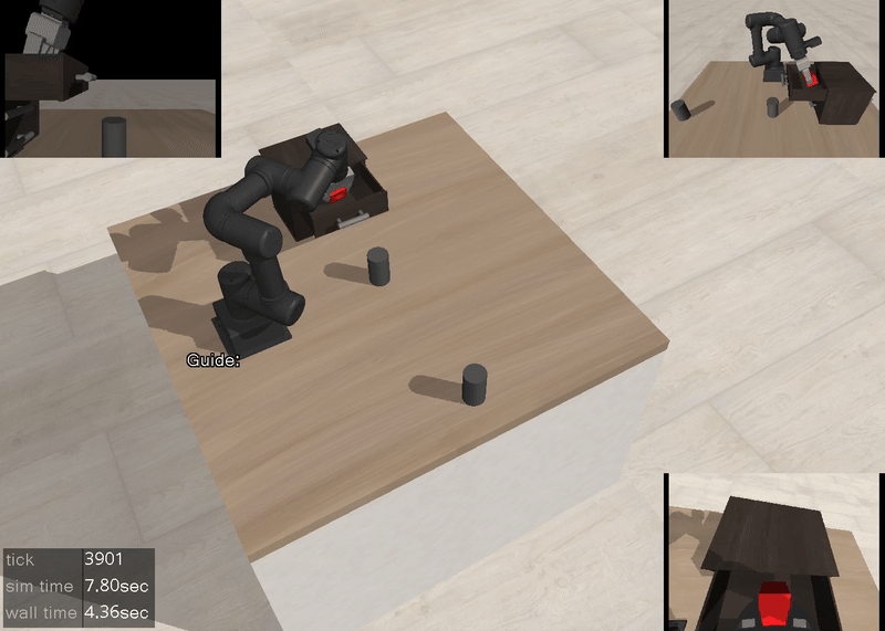 Pi-0.5 robot policy evaluation in MuJoCo