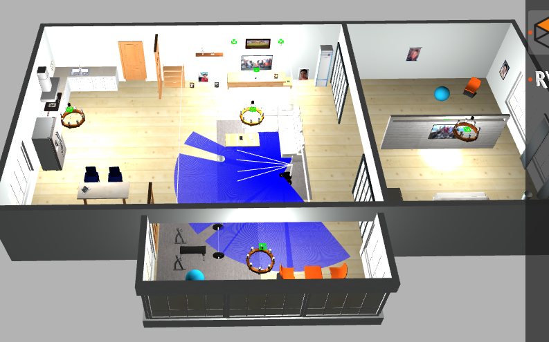 Pioneer mobile robot in the Gazebo house environment